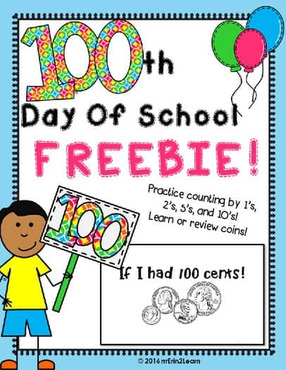 A photo of a free 100th day of school printable book about counting money.