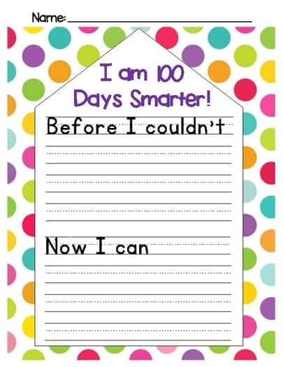 A free 100th day of school worksheet for comparing skills after 100 days of learning.