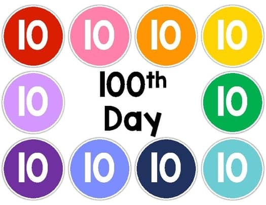 A photo of a colorful 100 days of school printable for sorting by 10s.
